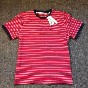 Tommy Hilfiger Red Stripped Swoop Neck Tee